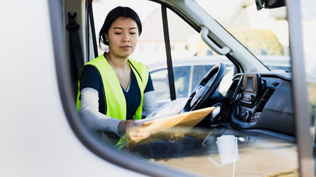 Woman delivering packages.