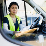 Woman delivering packages.