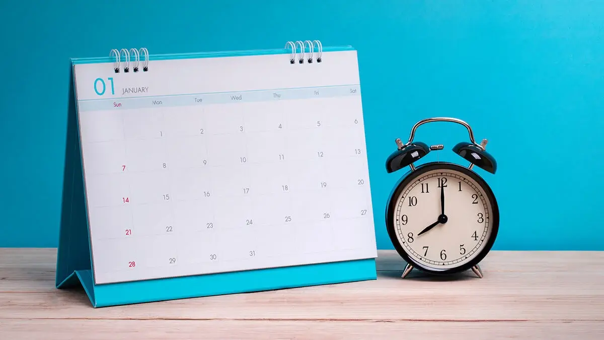 Calendar and alarm clock.