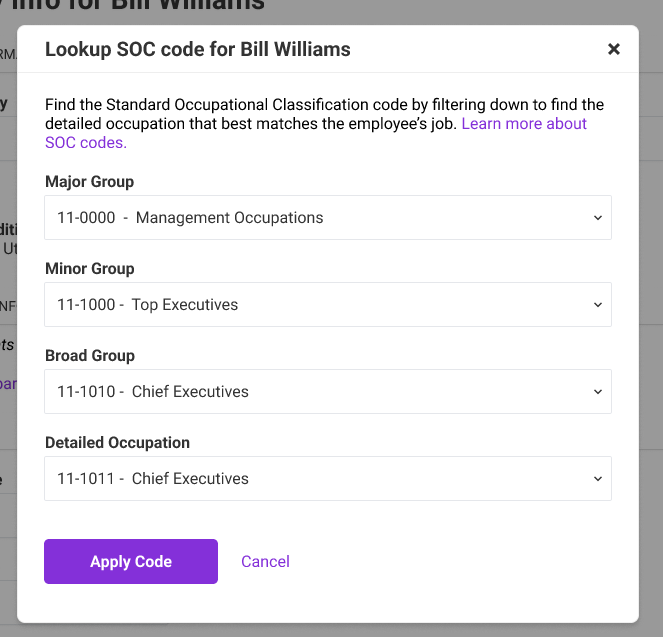 Adding Employee Standard Occupational Classification (SOC) Codes
