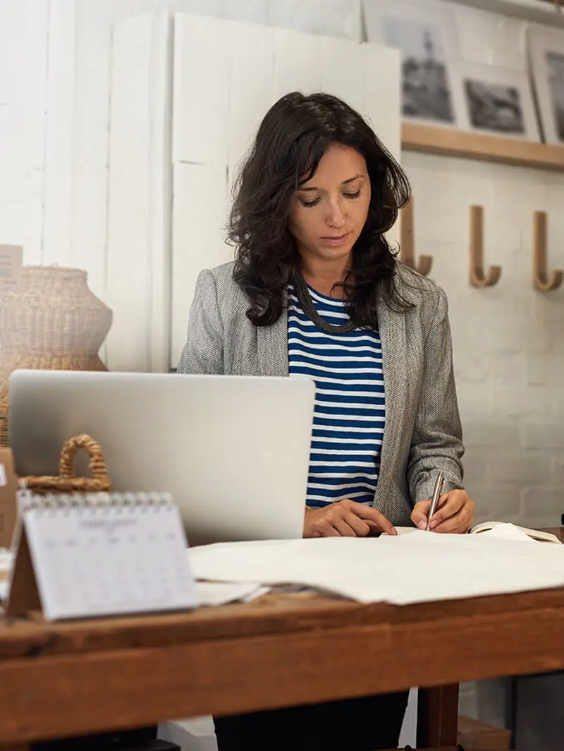 Woman using laptop