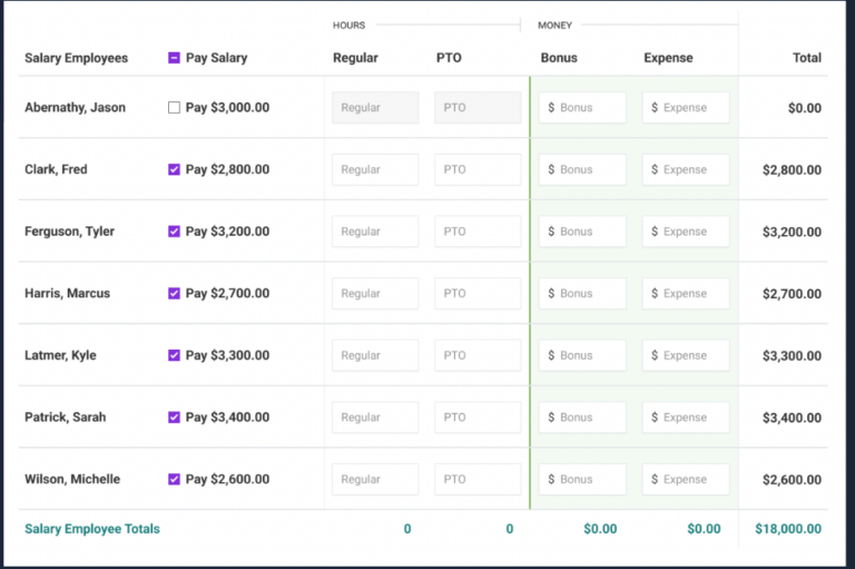 Select/Deselect all for salary employees in Patriot Software