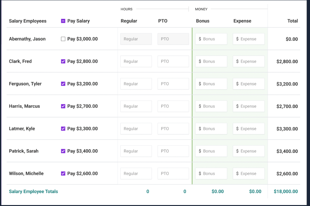Select/Deselect All for Salary Employees 