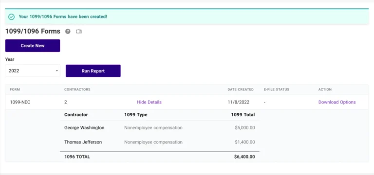 Create 1099s in Patriot Software