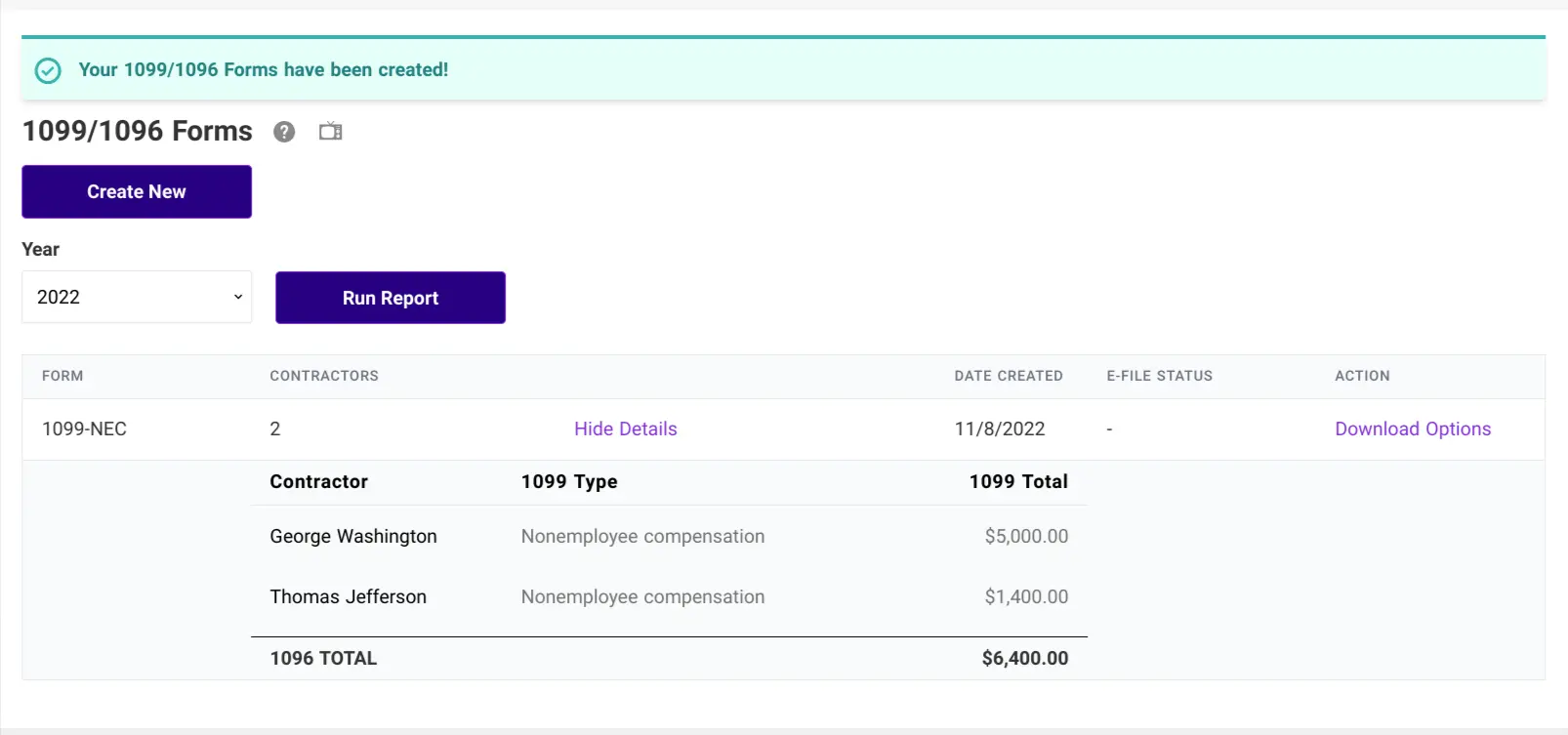 Create 1099s in Patriot Software