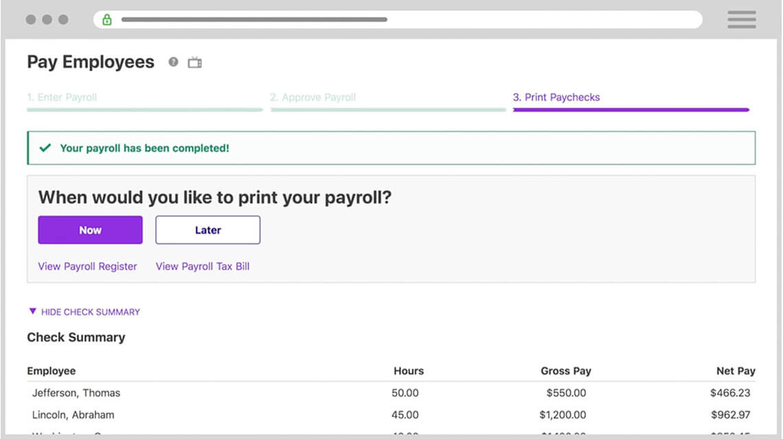 Pay employees in Patriot payroll software Run a Payroll screen.