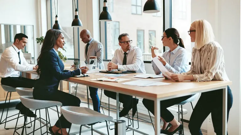 Team of co-workers in a meeting