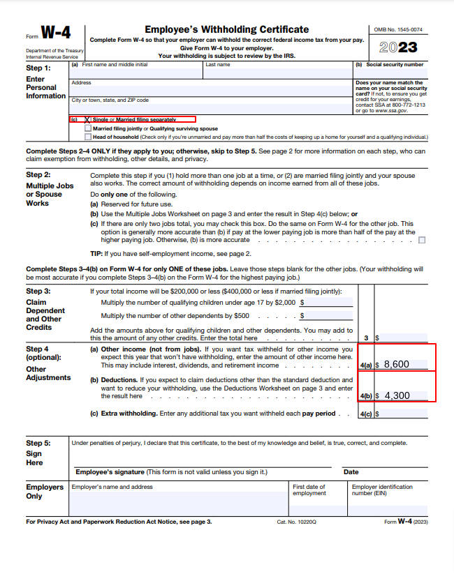 Pdf W4 Form 2023 Printable Forms Free Online