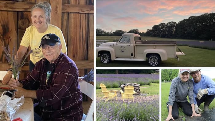 Image of Missy Biagiotti co-owner of the Lavender Fields at Pumpkin Blossom Farm and images of the farm