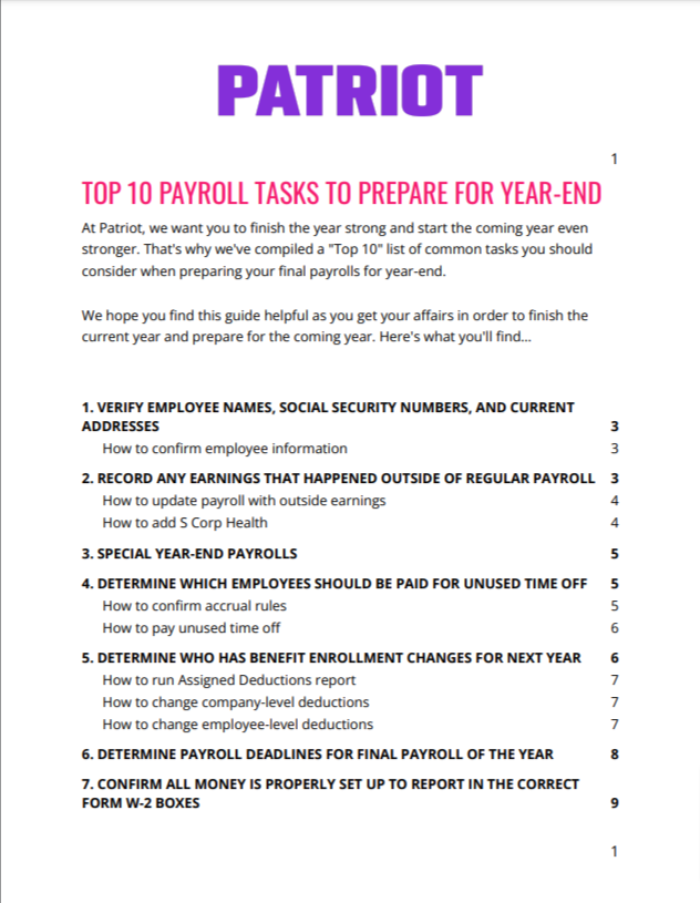Top 10 payroll tasks to prepare for year-end Patriot Software guide 