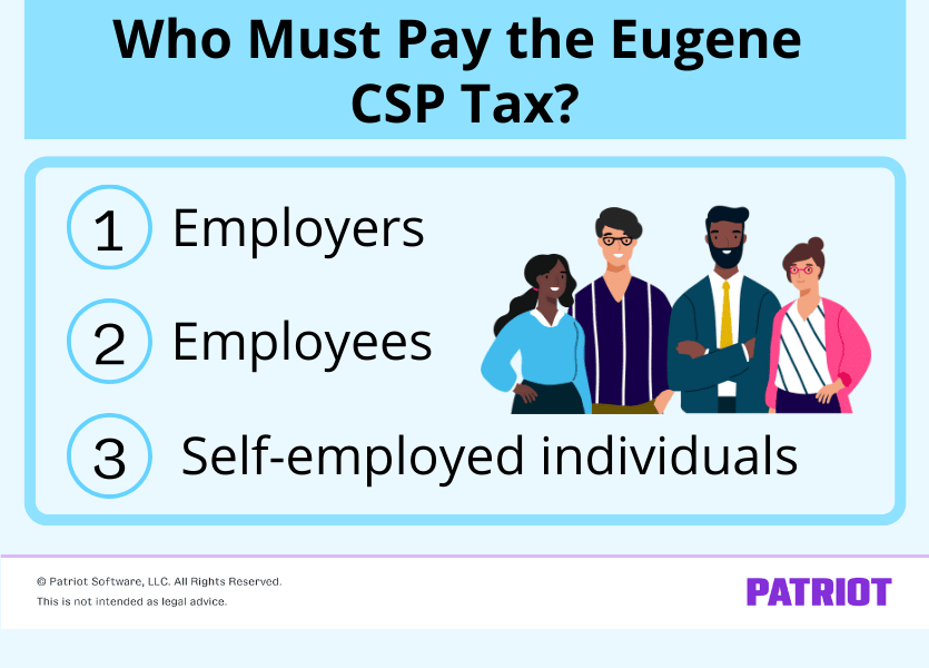 people who must pay the new eugene community safety payroll tax include employers, employees, and self-employed individuals