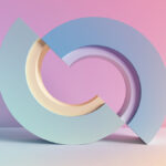 Two halves of a circle, askew.