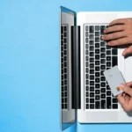Business owner entering credit card information online