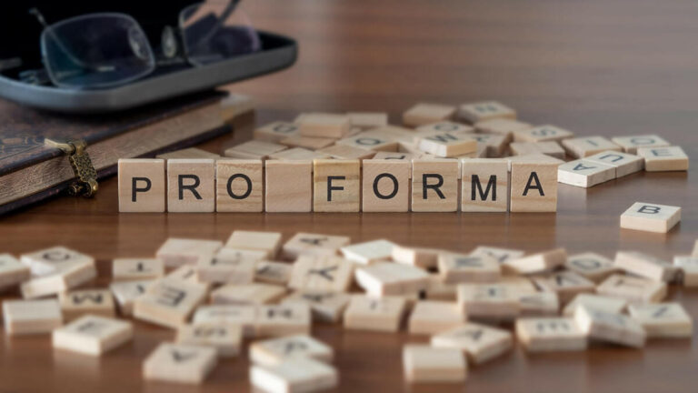 "Pro Forma" written out in blocks.