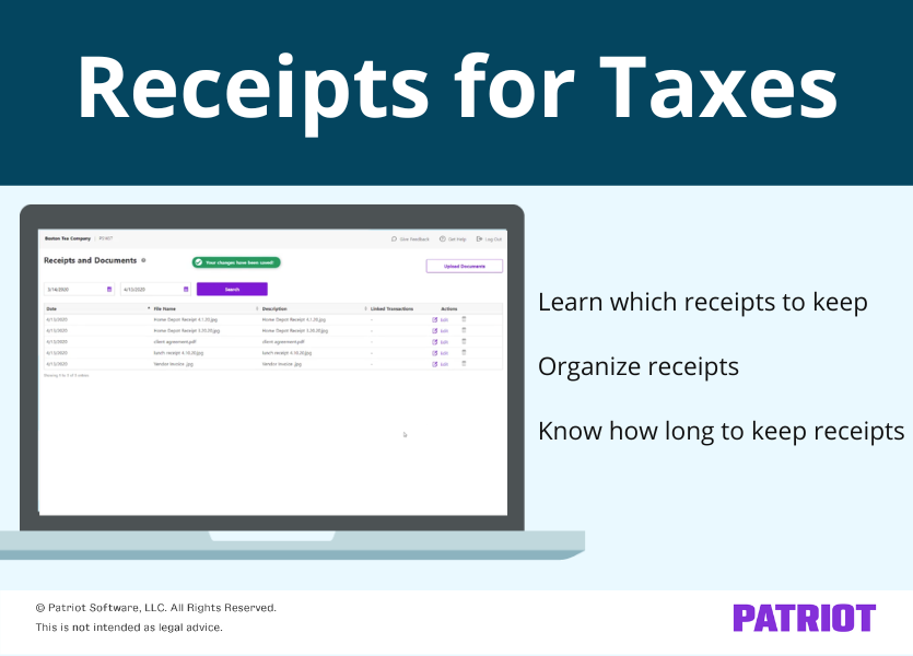 receipts for taxes: learn which receipts to keep, organize receipts, know how long to keep receipts