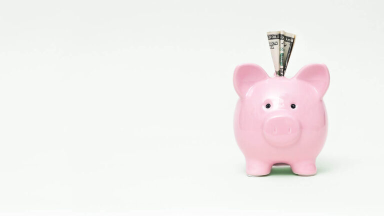 Pink piggy bank.
