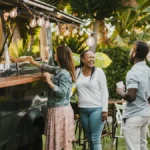 customers ordering at a food truck