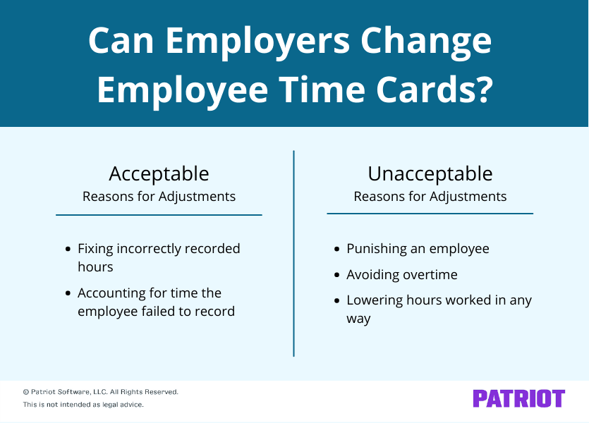Can employers change employee time cards? Acceptable and unacceptable reasons for adjustments