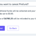 example of how canceling prefund will appear in the software