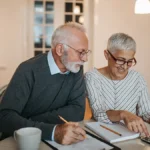 Older couple reviewing retirement plan features.