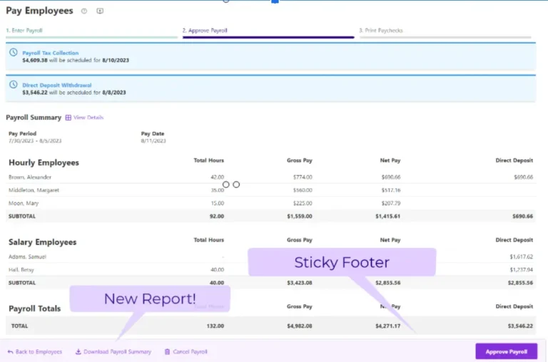 Patriot's Payroll Preview Report in the payroll software.