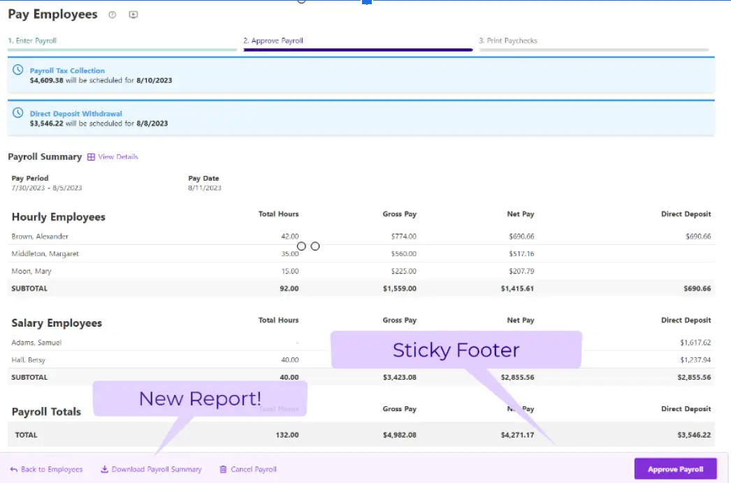 Patriot's Payroll Preview Report in the payroll software.