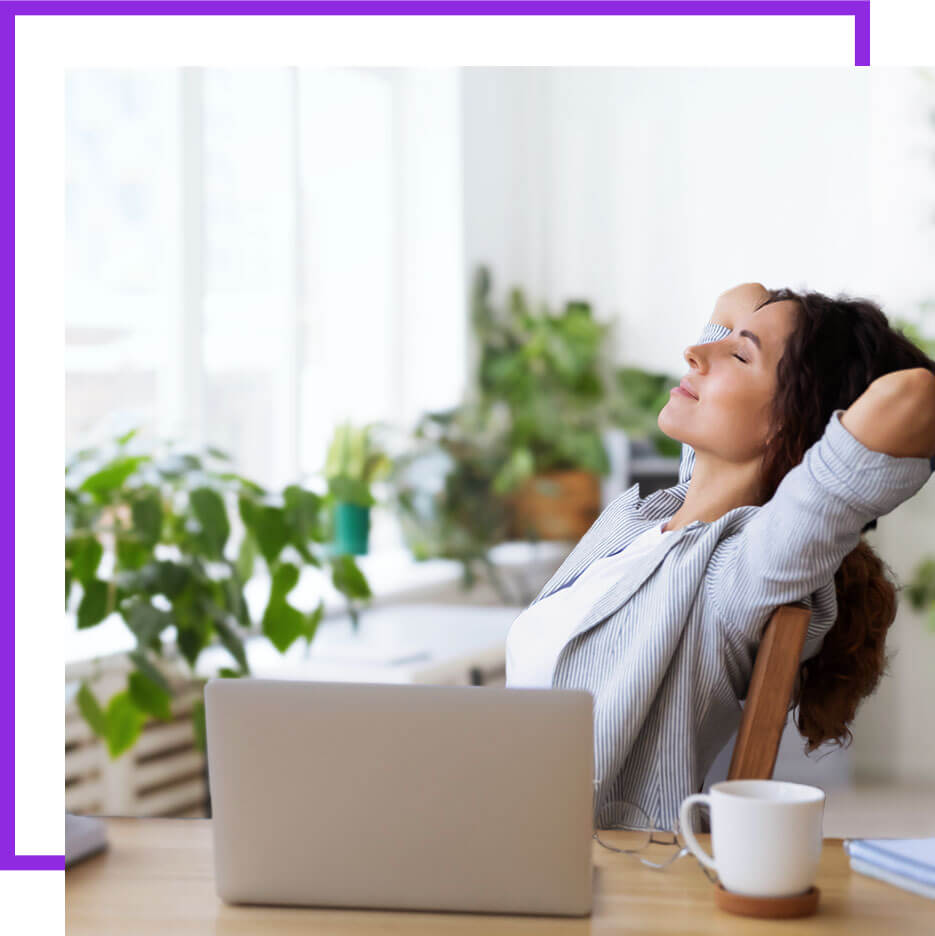 woman relaxing after running payroll