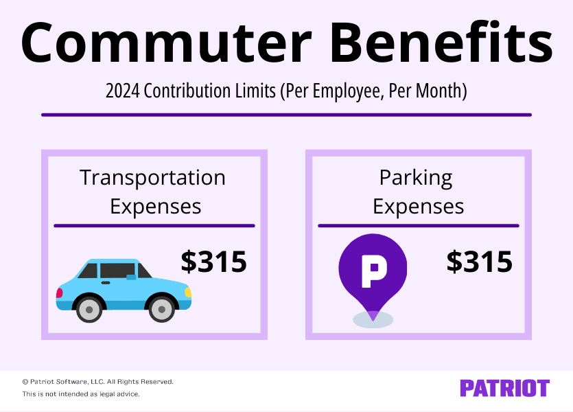 2024 commuter benefits limits: $315 transportation expenses (per month) and $315 parking expenses (per month)