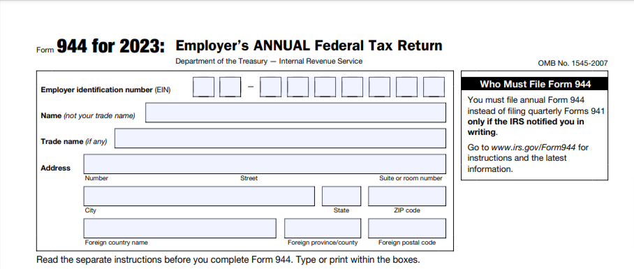 Form 944 for 2023
