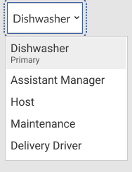 An example of the dropdown for an employee with multiple job roles.