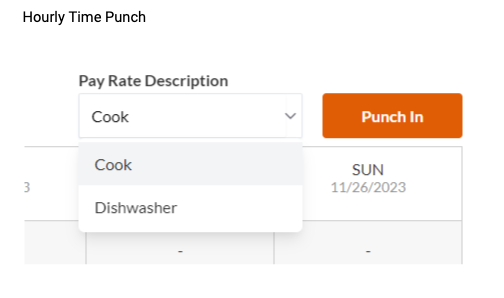 example of muliple pay rate selection for punch time employees