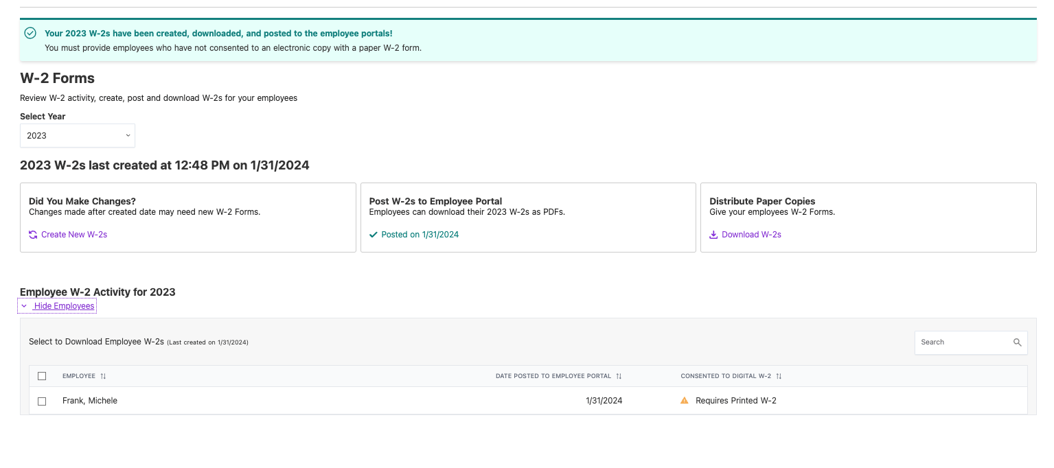example of w-2 creation process in Patriot