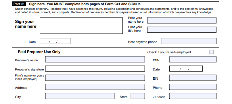 Form 941 2024: Part 5