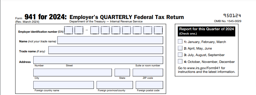 Form 941 for 2024: Employer information and quarter 