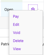 An example of all of the actions available for a bill with an "open" status.