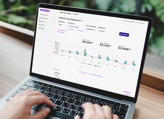 person using Patriot Payroll software
