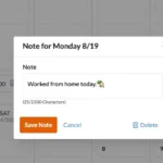 example of a daily note on an employee timecard.