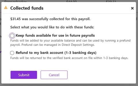 example of direct deposit refund options