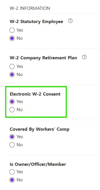 Electronic W-2 consent in Patriot Software.
