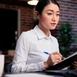 Business owner using an invoice generator.