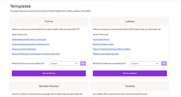 HR Document Templates screenshot