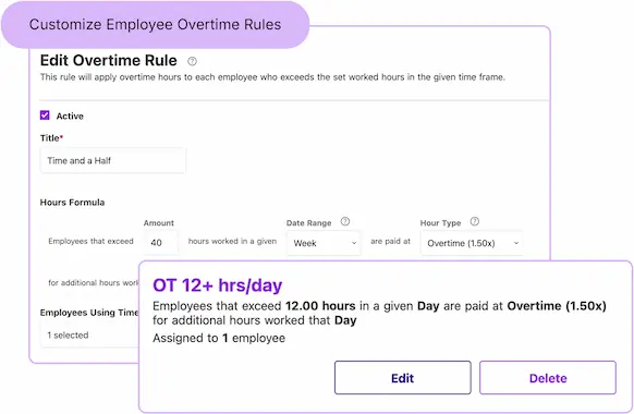 Edit Overtime Rule tool in Patriot's Time & Attendance software add-on.