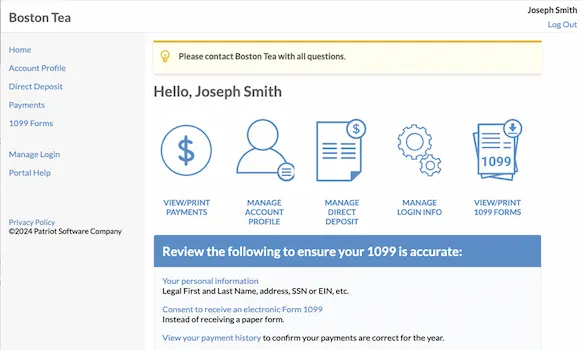My Patriot™ employee portal screen