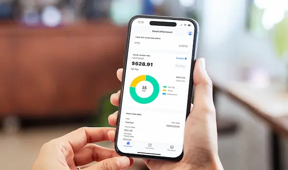 Person using Patriot's mobile app.