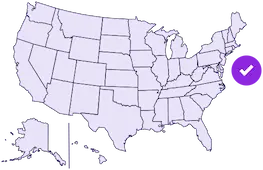 Map of the USA with a check