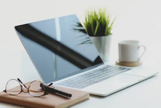 Laptop on desk