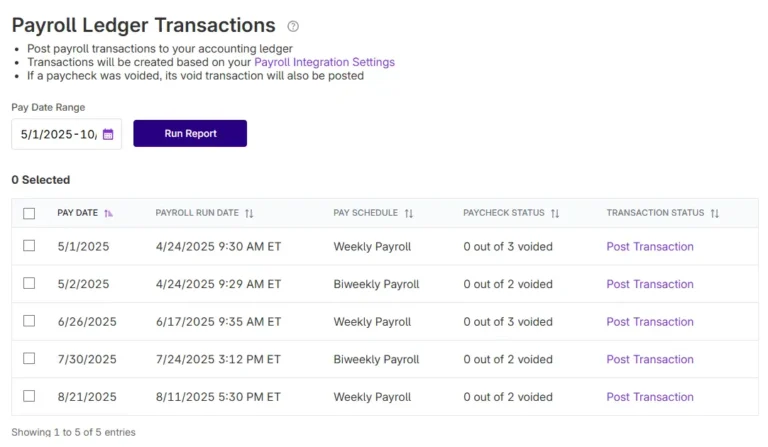 example of payroll ledger transaction report