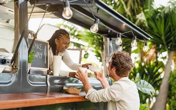 California business owner serving customer