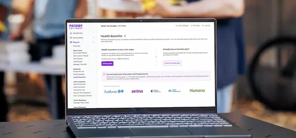 Health benefits screen in Patriot Software.