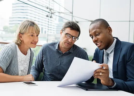 Insurance agent with clients